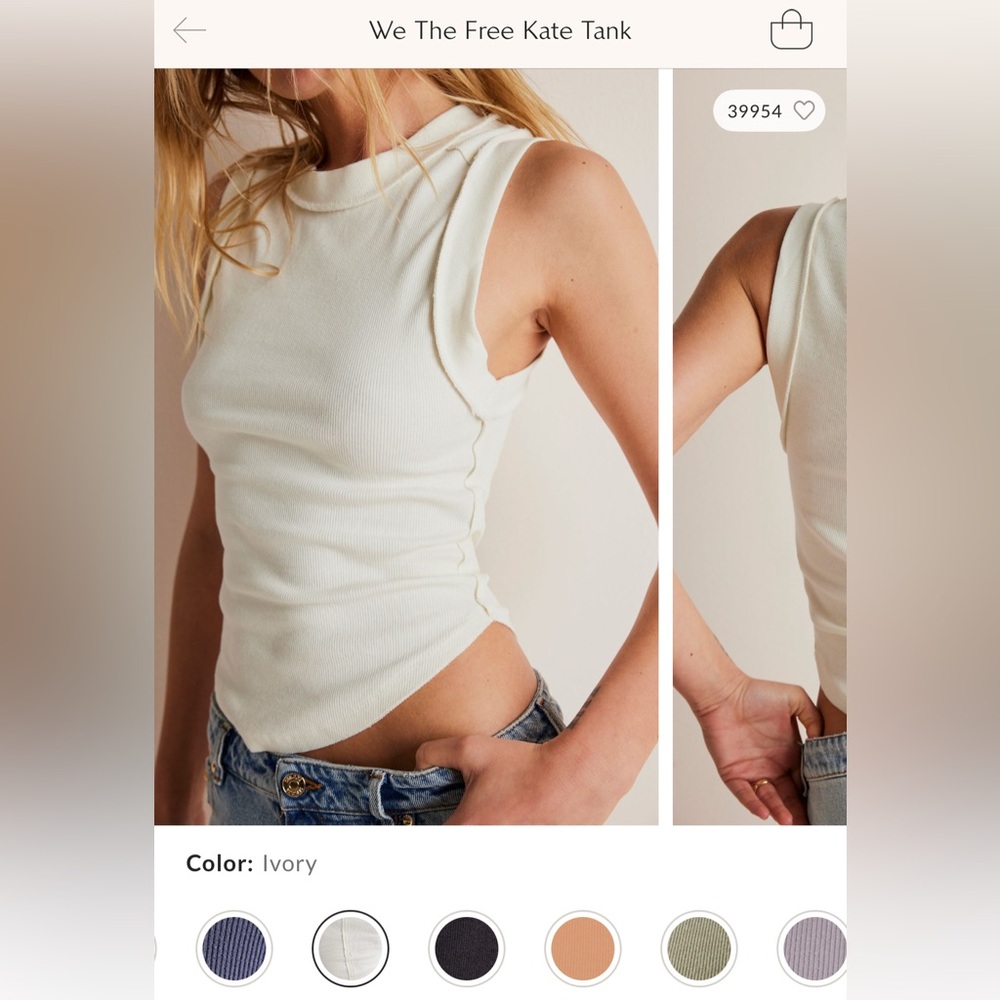 NWOT Free People We The Free Kate Tank - ivory white - XS, S, M, L, XL - Picture 6 of 12